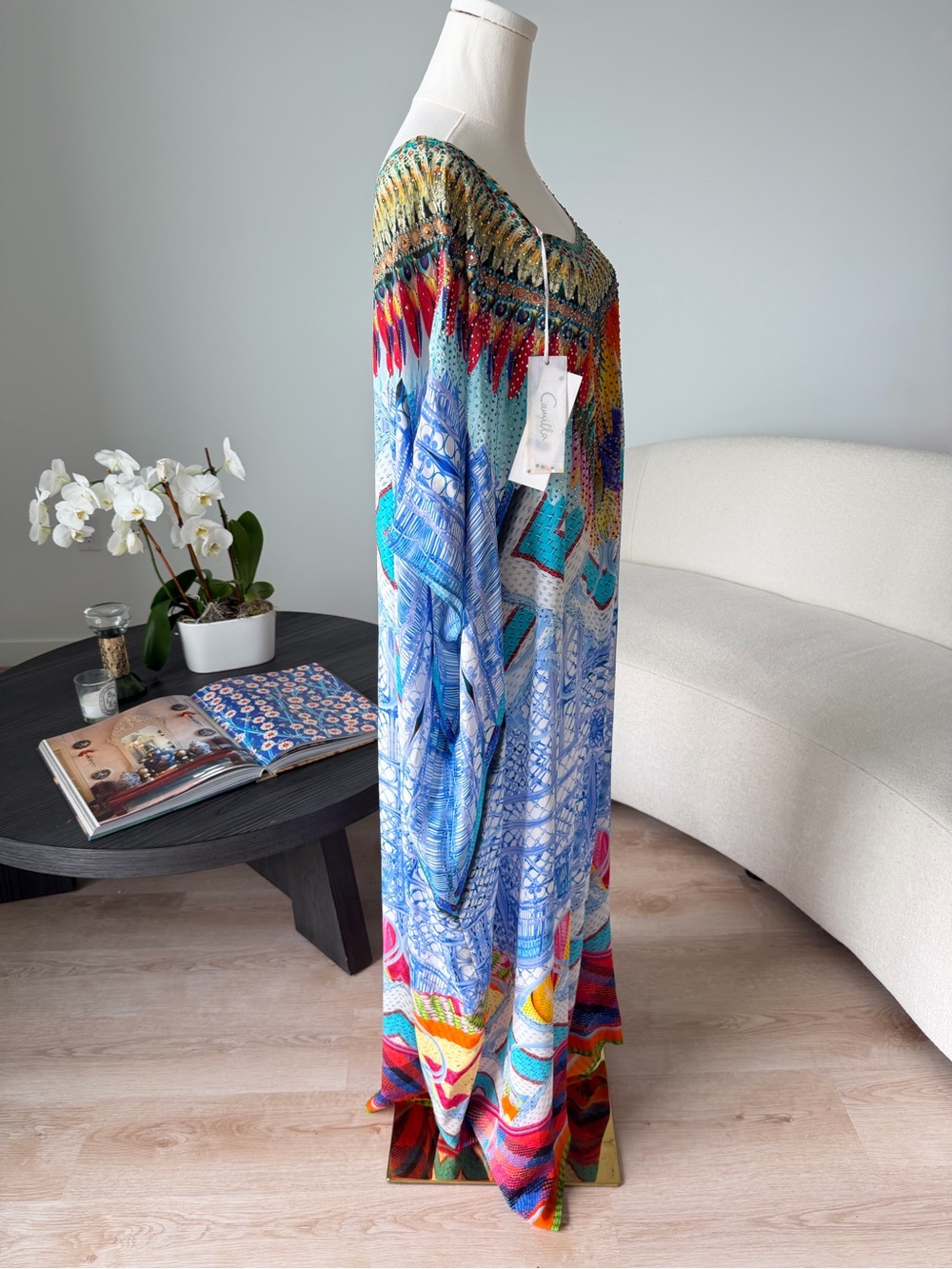 Camilla Silk Crystal Embellished Caftan Kaftan One Size NWT $600 Resort Cover Up - Picture 14 of 17
